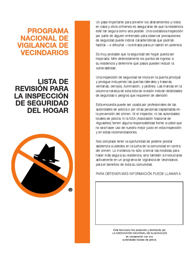 Check List para Seguridad Contra Robos en El Hogar PDF | PDF | Violencia