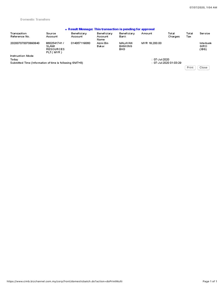 HTTPS:WWW Cimb Bizchannel Com My:corp:front:domesticbatch Do | PDF