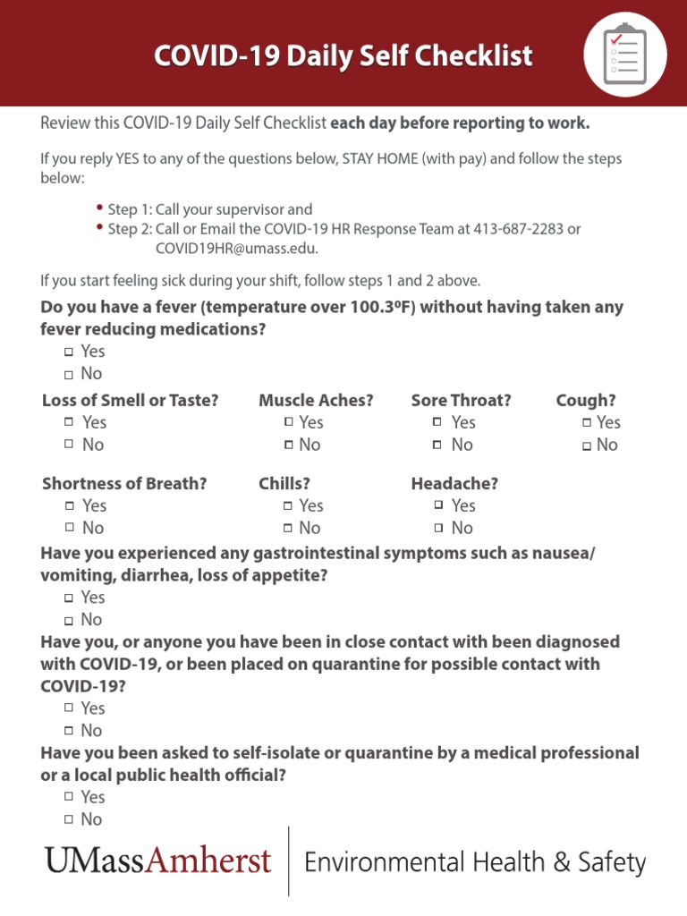 COVID Checklist-V2-4.30 | PDF | Lifestyle | Wellness