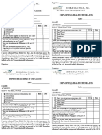 Employee (S) Health Checklists Employee (S) Health Checklists