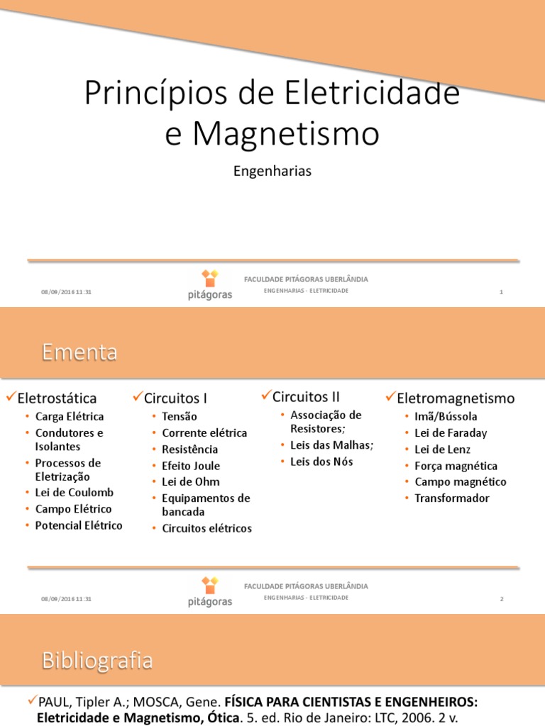 Princípios de Eletricidade e Magnetismo | PDF | Elétron | Eletricidade