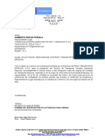 Solicitud de veracidad de contrato de transporte especial