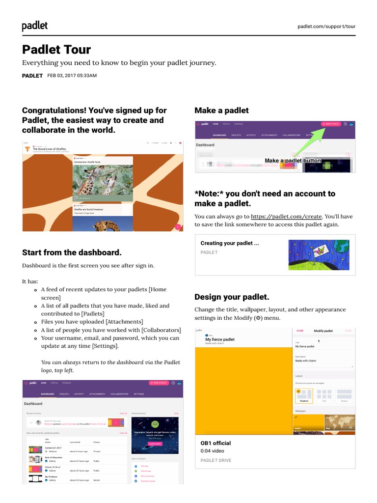 Padlet Dashboard & Creation Guide | PDF | Computers
