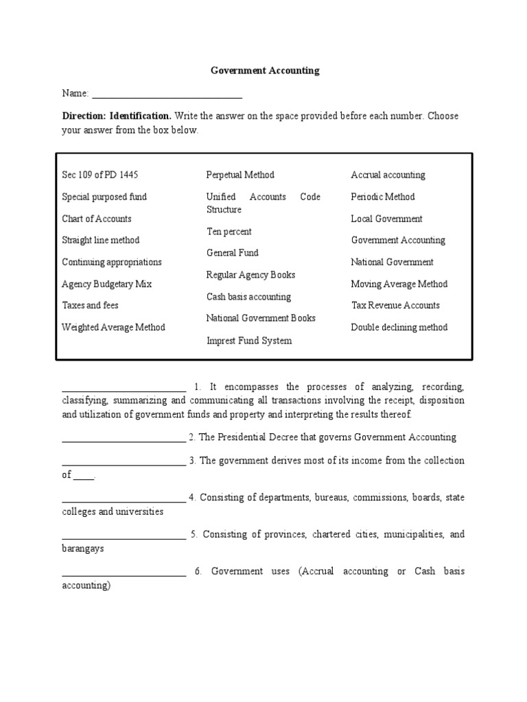 Government Accounting Exam PDF Fund Accounting Depreciation