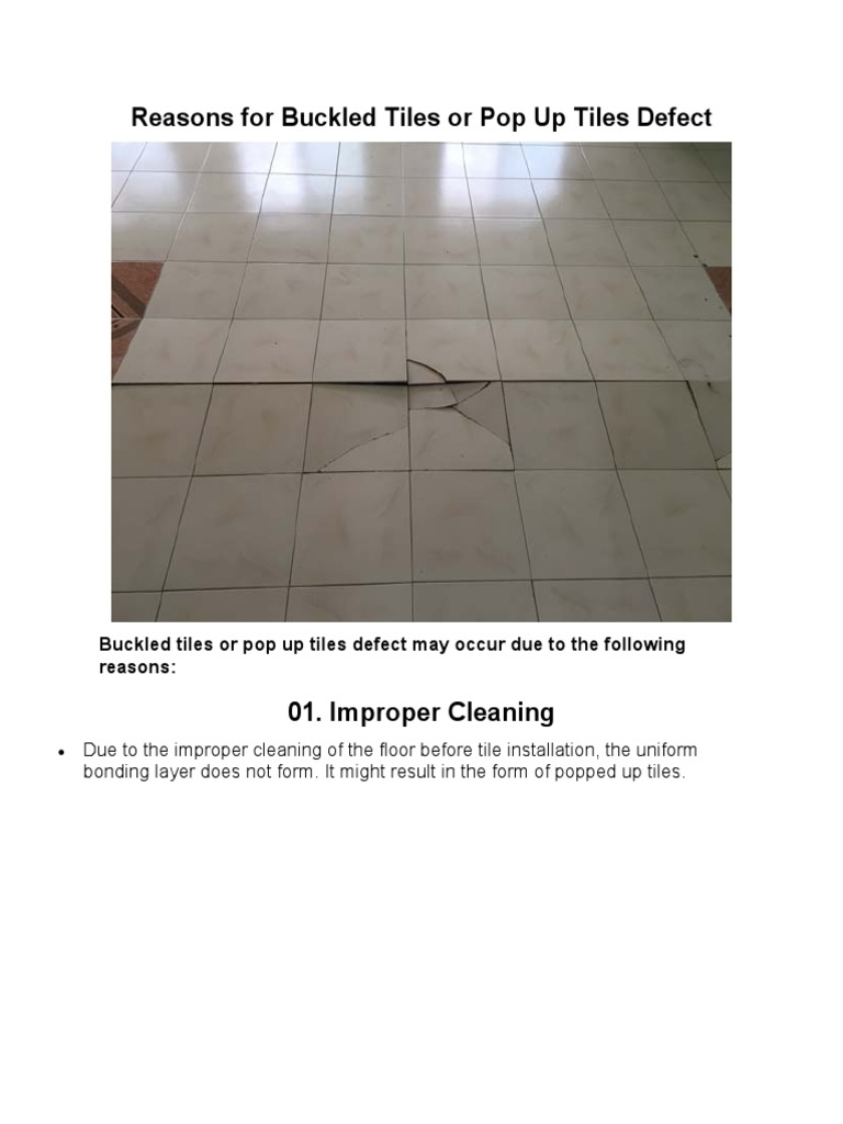 Causes of Buckled and Popped Up Tiles | PDF | Adhesive | Tile