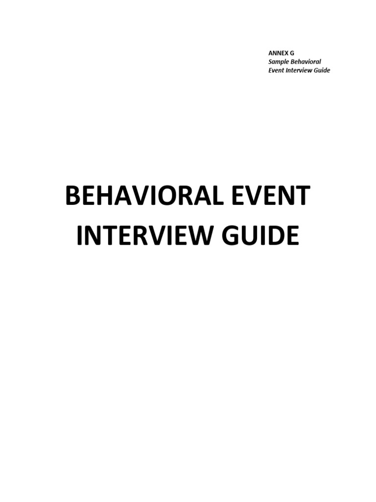 Annex G - Behavioral Interview Guide | PDF | Competence (Human ...