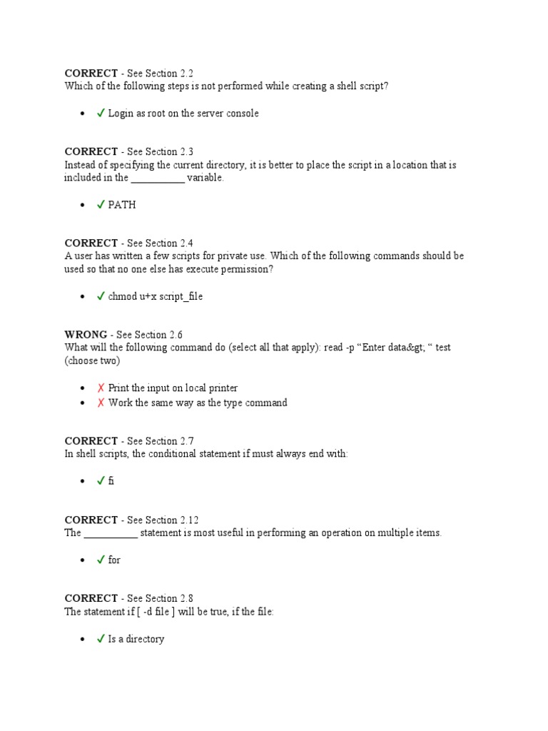 Linux Shell Scripting Quiz Insights | PDF
