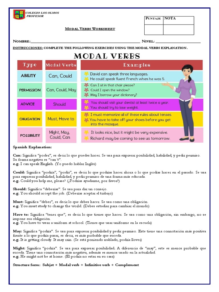 Modal Verbs Worksheet PDF | PDF | Idiomas