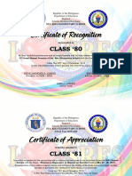 Sta Rita Elementary School certificate for class 80