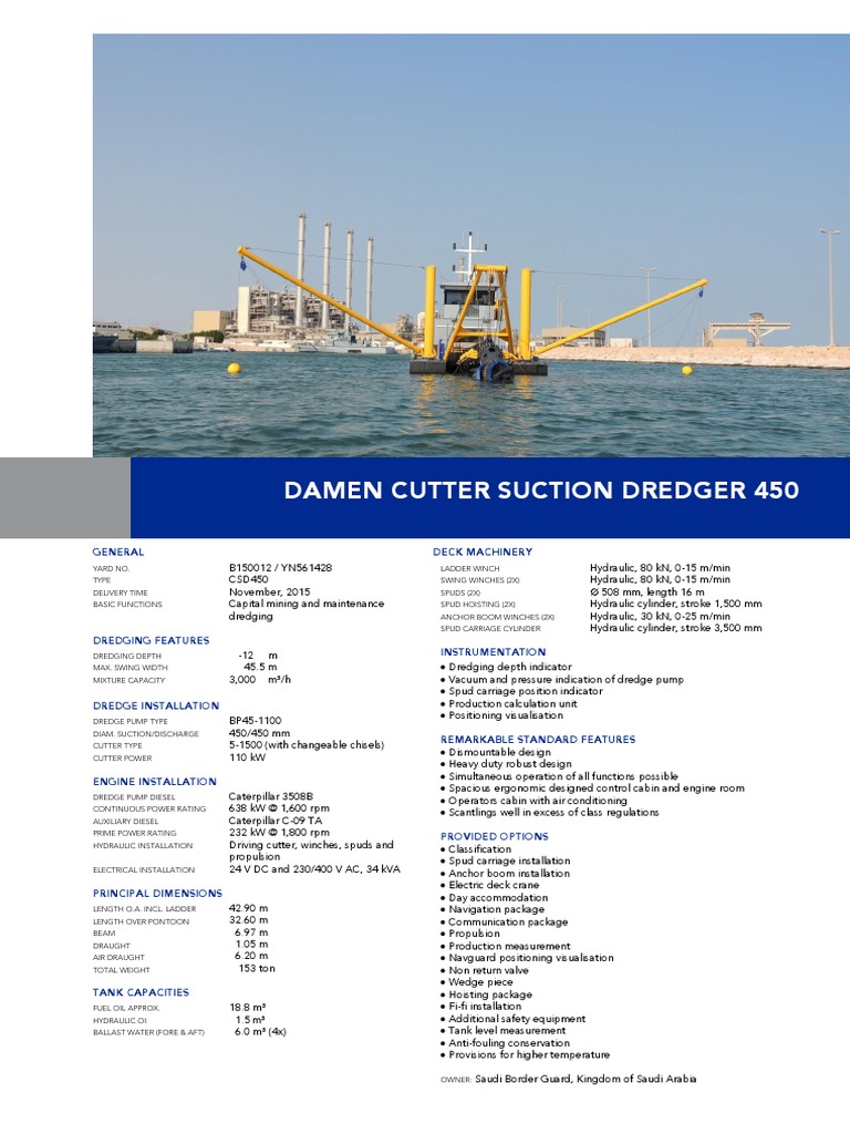 Damen Cutter Suction Dredger 450 General Deck Machinery Pdf 