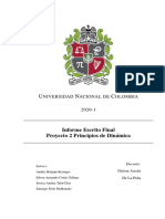 Informe Proyecto 2 Dinamica Incompleto PDF