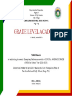 Grade Level Academic: Yla May V. Villareal
