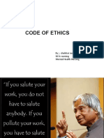 Code of Ethics: by - Shekhar Suntha M.SC Nursing Mental Health Nursing