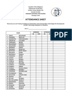 Attendance Sheet: Kananga National High School