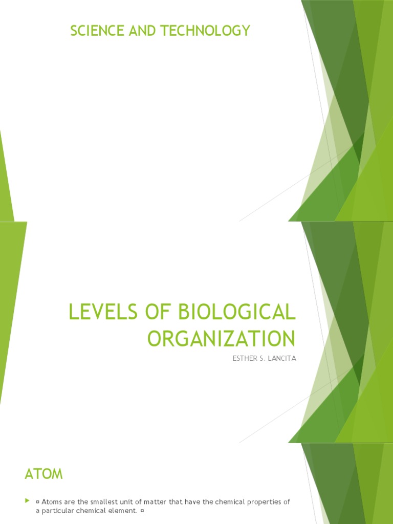 Lecture 2 Levels of Biological Organization PDF Life Organ (Anatomy)