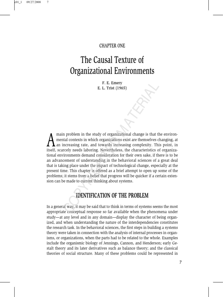 Emery y Trist (1965) - Causal Texture PDF | PDF | System | Systems Theory