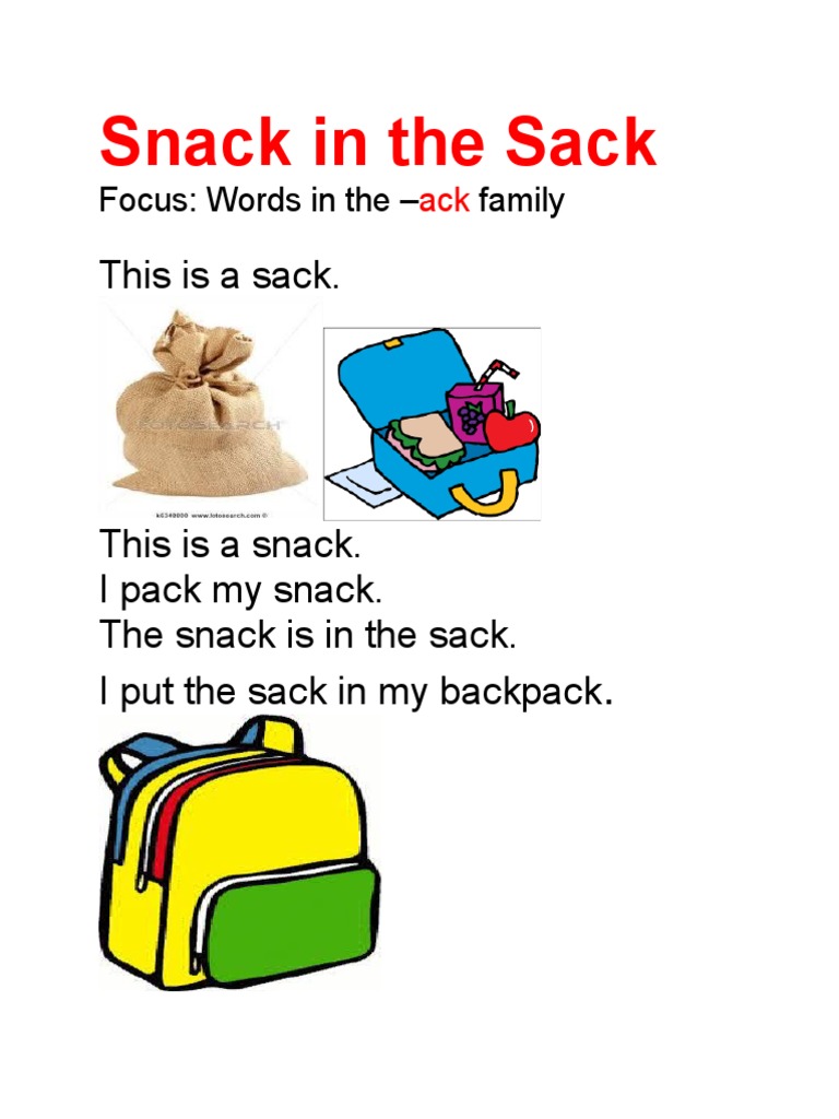 Snack in The Sack: This Is A Sack | PDF | Language Arts & Discipline ...