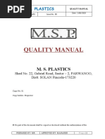 Quality Manual: M. S. Plastics