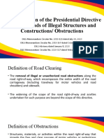 Implementation of The Presidential Directive To Clear Roads of Illegal Structures and Constructions/ Obstructions