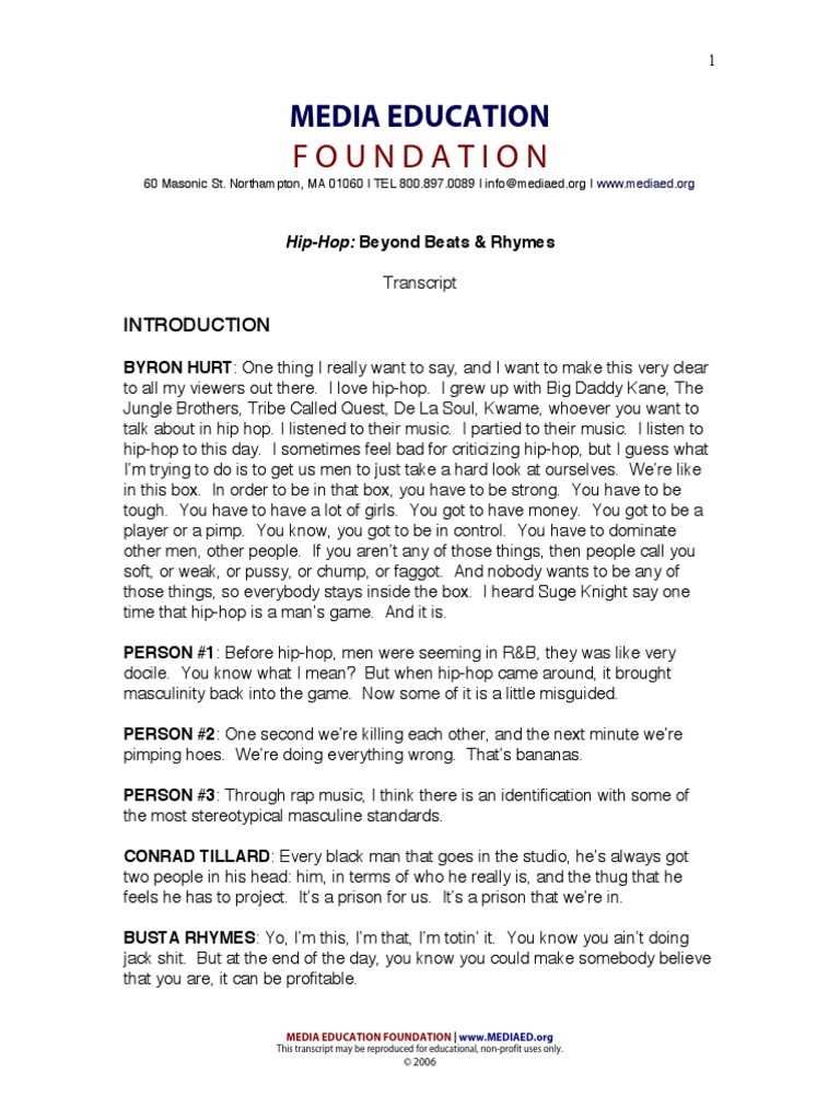 Foundation: Media Education | PDF | Hip Hop Music