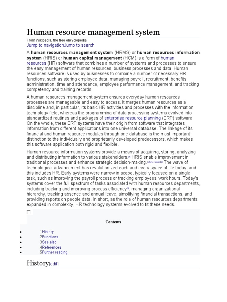 Human Resource Management System | PDF | Business | Information Technology