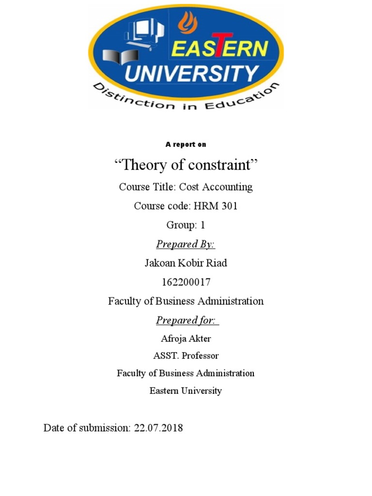 Cost Accounting (Theory of Constraint) Download Free PDF Economies