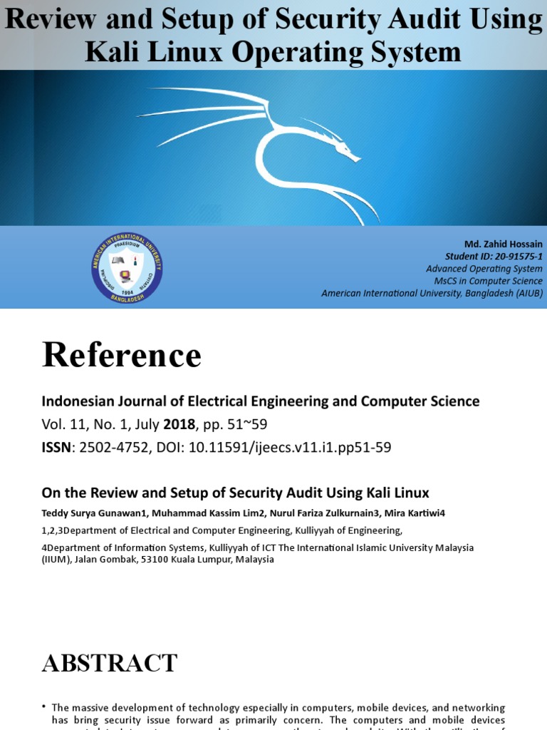 Advanced OS Presentation | PDF | Penetration Test | Vulnerability ...