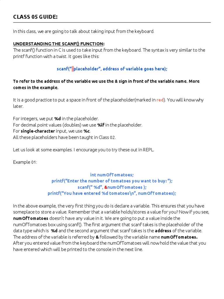 Using scanf() for User Input in C | PDF | Software Engineering ...