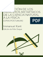 Transicion de Los Principios Metafisicos de La Ciencia Natural A La Fisica (Opus Postumum)