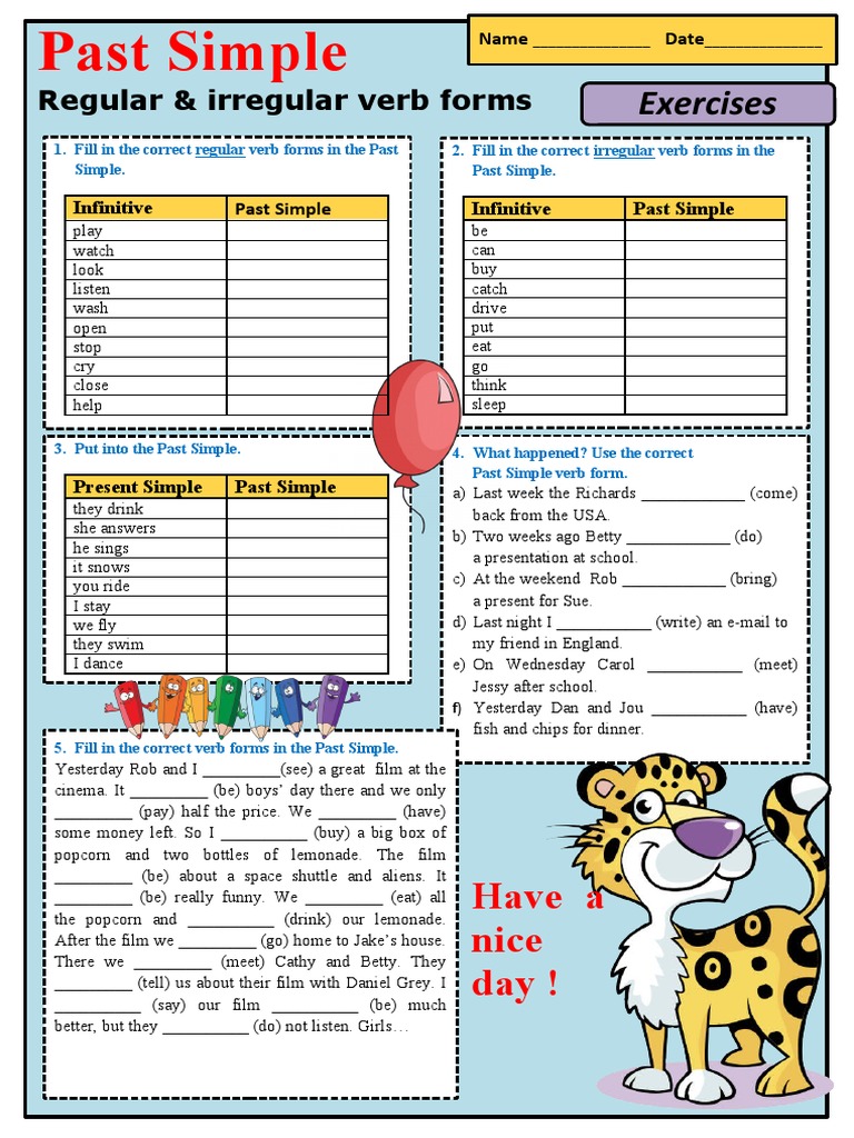 Past Simple Verb Forms Exercises | PDF | Language Arts & Discipline