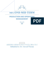 Second Mid Term: Production and Operations Management