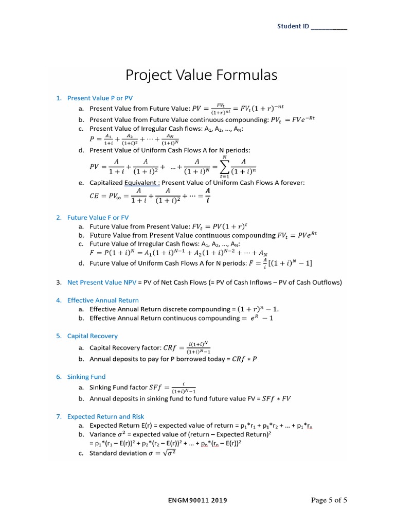 Formulas Time Value of Time | PDF