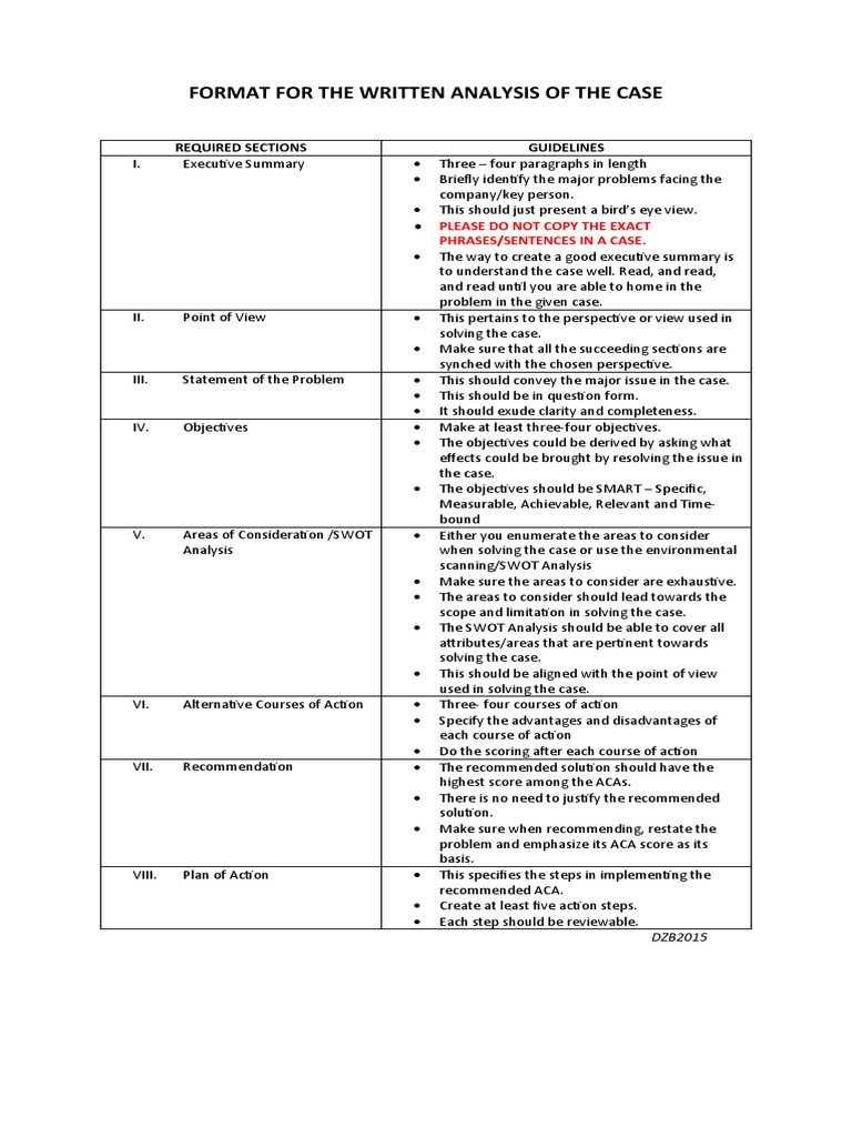 Case Analysis Format Guidelines | PDF | Swot Analysis | Business
