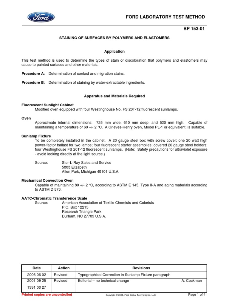 FLTM BP 153-01 Method A - Migration Staining | PDF | Fluorescent Lamp ...