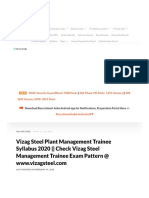 Vizag Steel Plant Management Trainee Syllabus 2020 - MT Exam Pattern PDF