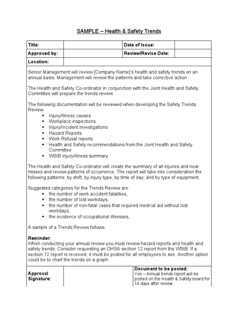 Health and Safety Trends PDF Occupational Safety And Health