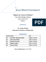 "Report On Access To Finance": Course Title: Principles of Finance Course Code: FIN 101 Section: 8