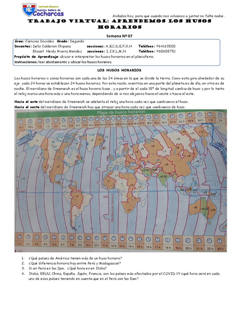 Diferencia Horaria De Peru Y España 2 - CCSS - S07 | PDF