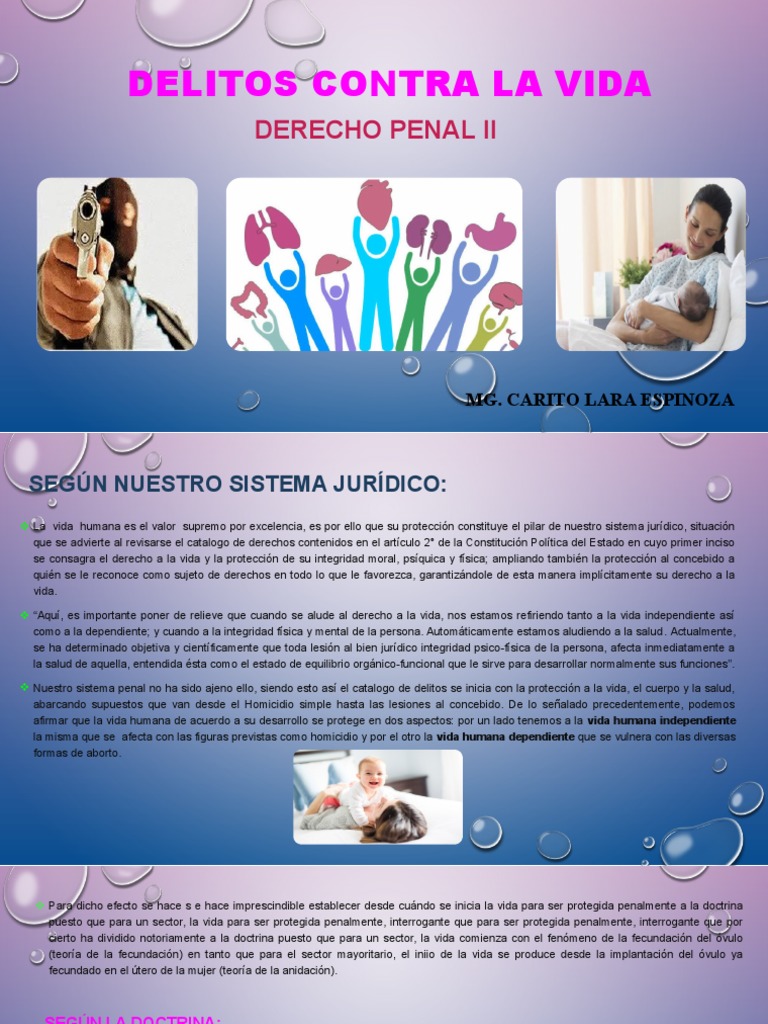 Delitos contra la Vida y su Protección | PDF | Vida | Derecho penal