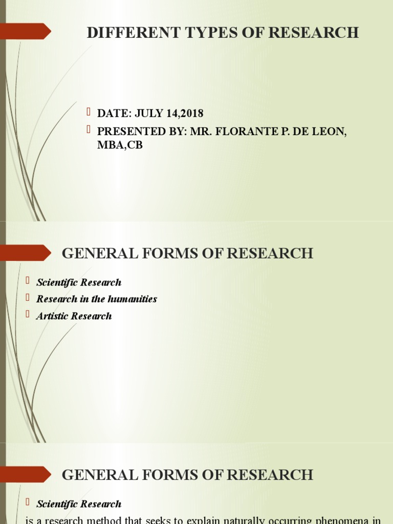 DIFFERENT TYPES OF RESEARCH METHODS | PDF | Research Design ...