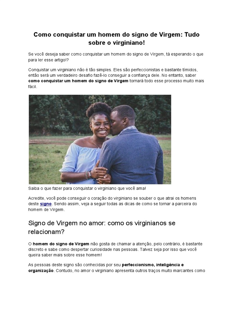 Como Conquistar Um Homem Do Signo de Virgem - Tudo Sobre o Virginiano | PDF