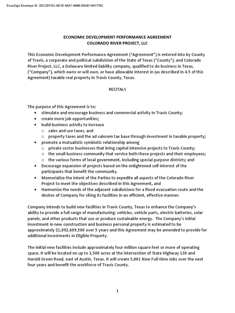 Travis County Economic Development Agreement | PDF | Occupational ...