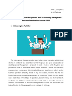 OM TQM: Operations Management and Total Quality Management Midterm Examination Summer 2020