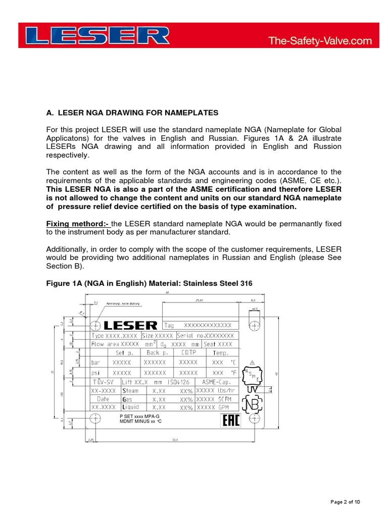 Specifications for Nameplates and Additional Identification Plates for