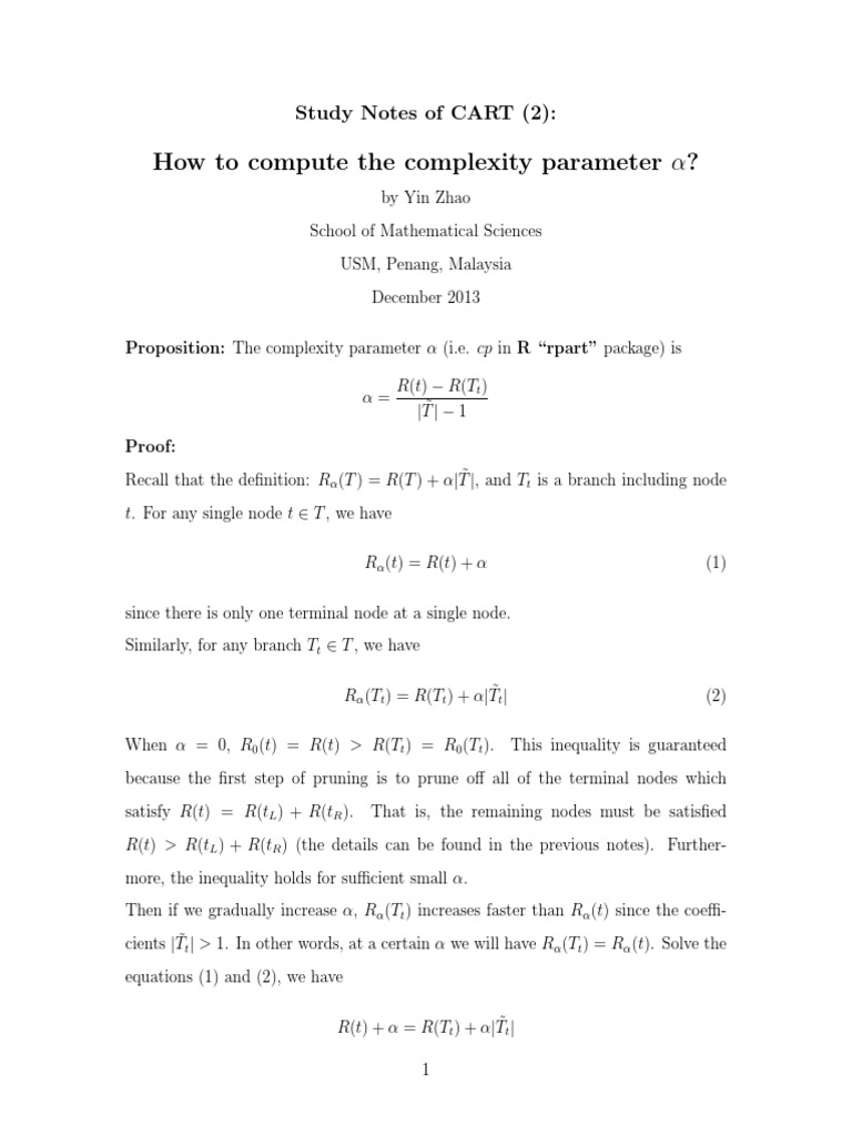 Calculating Complexity Parameter α in CART | PDF | Mathematical Logic ...
