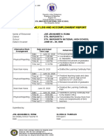 Individual Daily Log and Accomplishment Report: Name of Personnel District School Date/s Covered