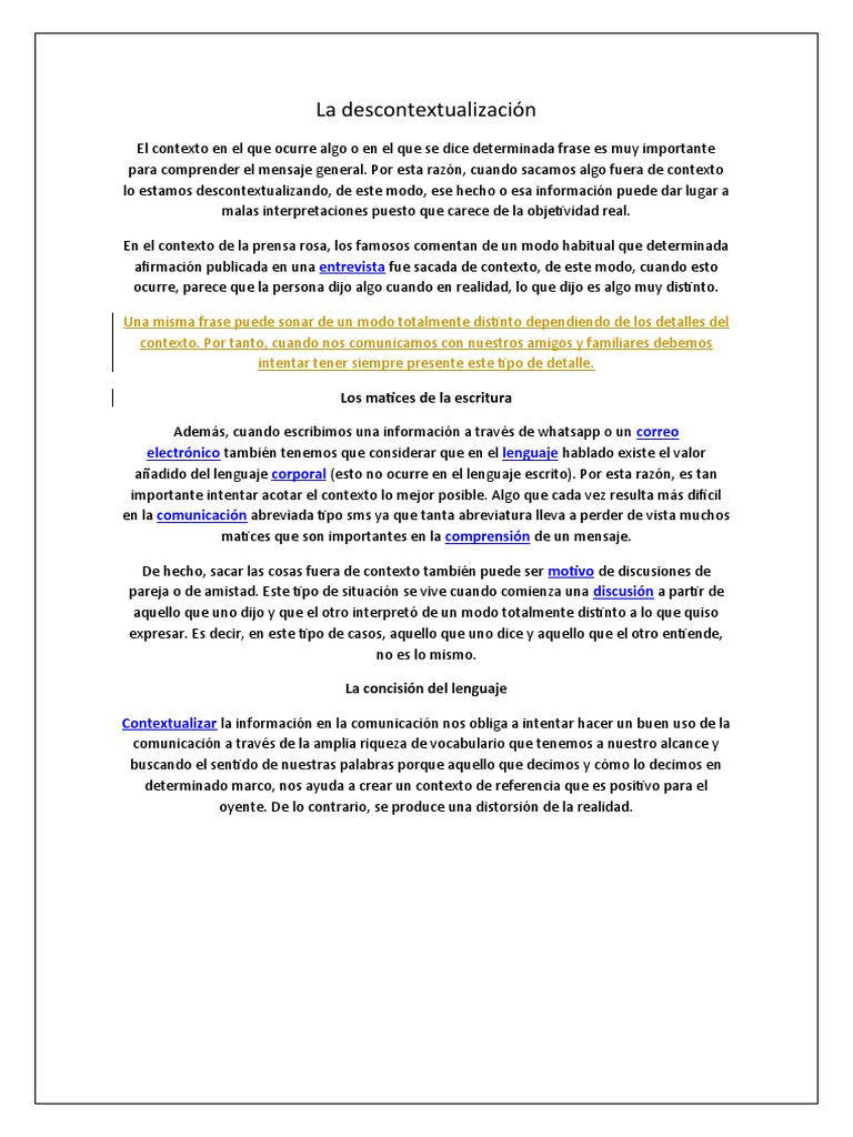 La Descontextualización | PDF | Venezuela | Información