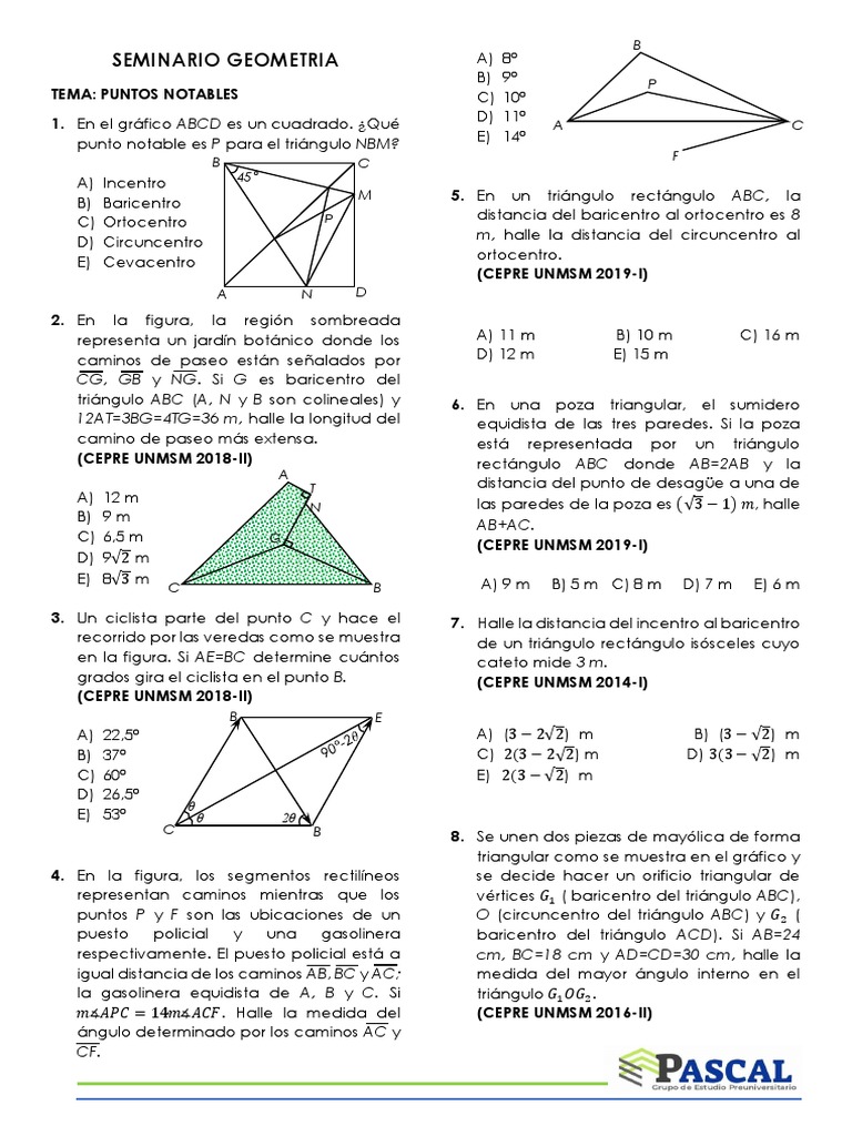 Como Se Hace El Ortocentro De Un Triangulo Seminario de Geometria | PDF | Triángulo | Formas geométricas