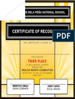 Declamation Celebration Certificate of Recognition