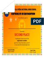 Second Place: Certificate of Recognition